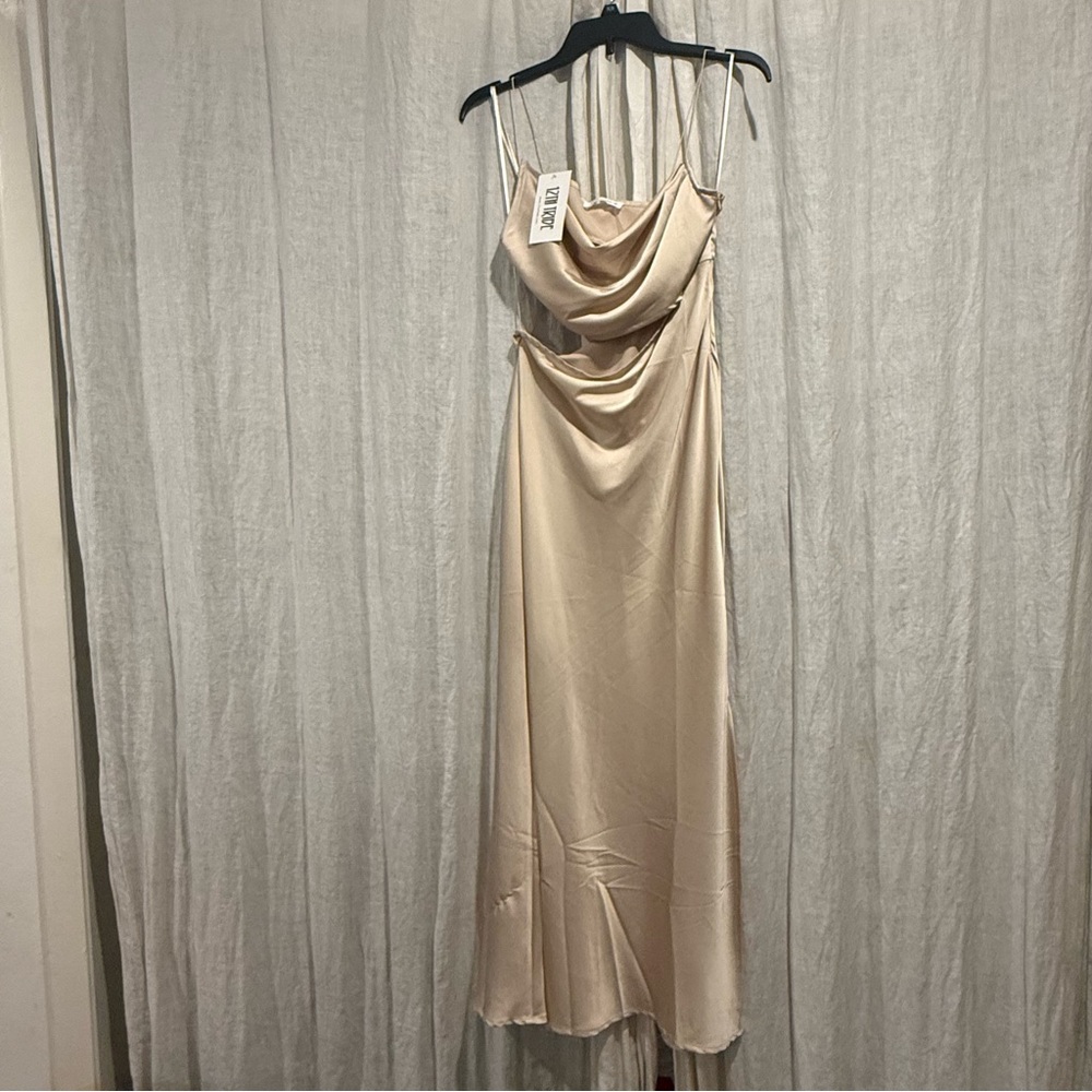 12th Tribe - Biltmore Champagne Satin Midi Dress NWT | Small